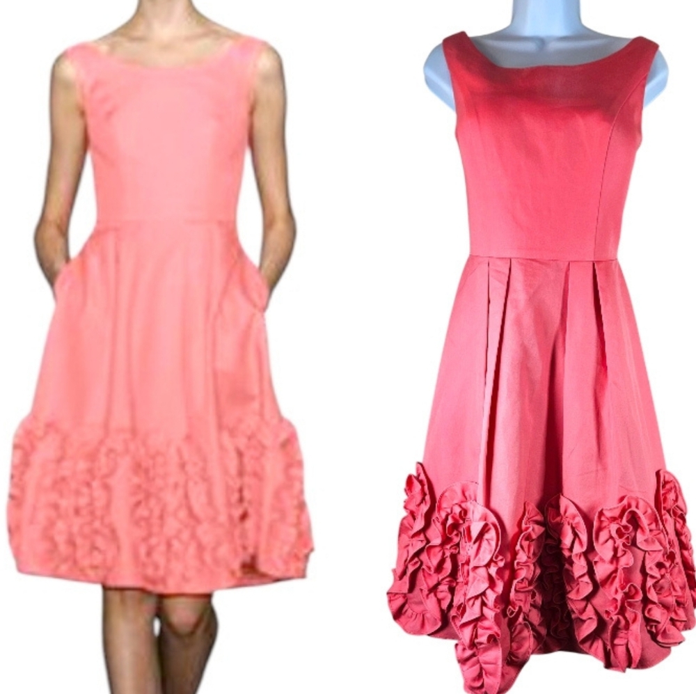 Priscilla Of Boston pink ruffle fit & flare dress Womens 8